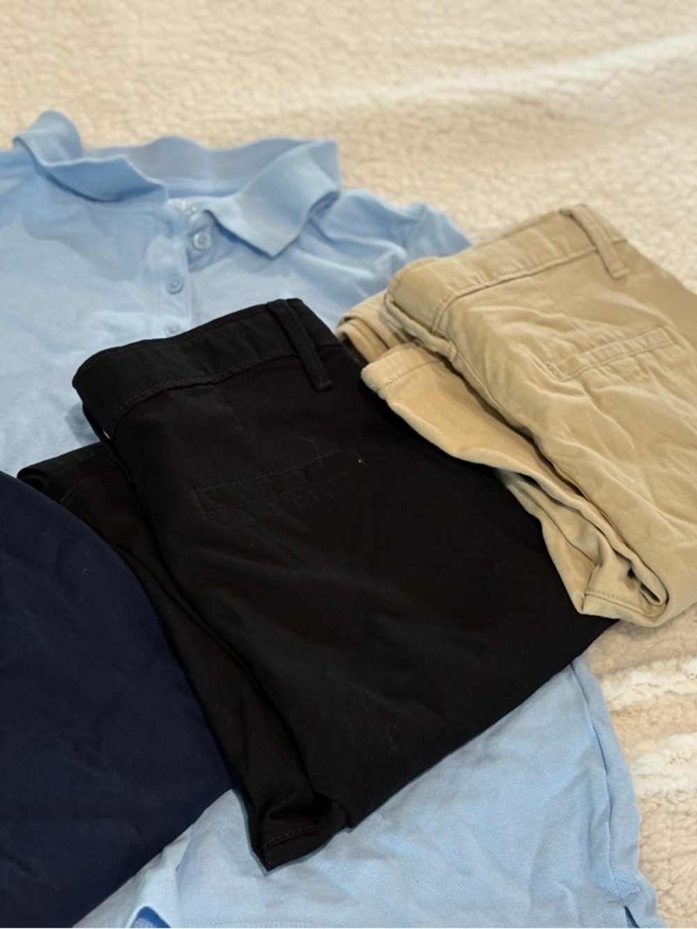 The Children's Place Girls 14 School Uniform Bundle Polo Shirt + 3 Pairs Pants